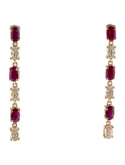 Pre-owned Earrings 14k 2.11ctw Ruby & Diamond Drop  In Multi
