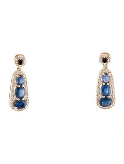 Pre-owned Earrings 14k 2.11ctw Sapphire Drop  In Multi