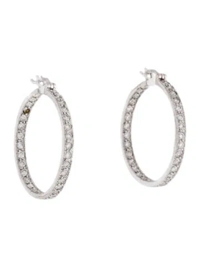 Pre-owned Earrings 14k 2.13ctw Diamond Hoop  In Multi