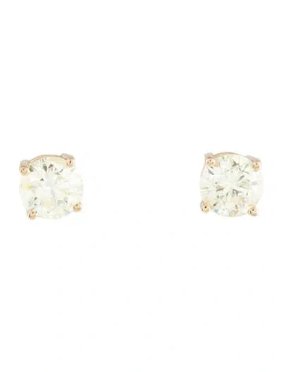 Pre-owned Earrings 14k 2.13ctw Diamond Solitaire Stud  In Multi