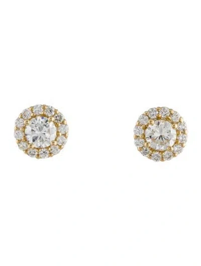 Pre-owned Earrings 14k 2.16ctw Diamond Halo Stud  In Multi