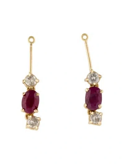 Pre-owned Earrings 14k 2.16ctw Ruby & Diamond Earring Enhancers In Multi