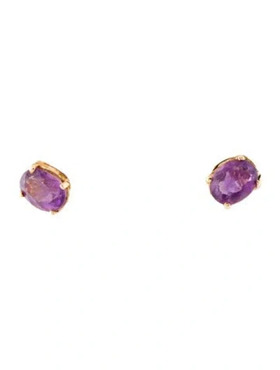 Pre-owned Earrings 14k 2.19ct Amethyst Stud  In Multi