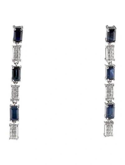 Pre-owned Earrings 14k 2.19ctw Sapphire & Diamond Drop  In Multi