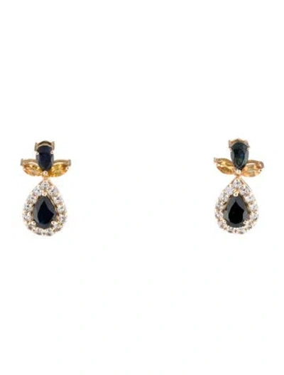 Pre-owned Earrings 14k 2.19ctw Sapphire Drop  In Multi