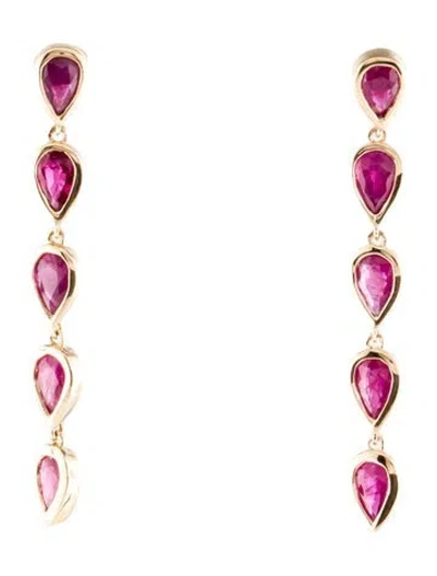 Pre-owned Earrings 14k 2.24ctw Ruby Drop  In Multi