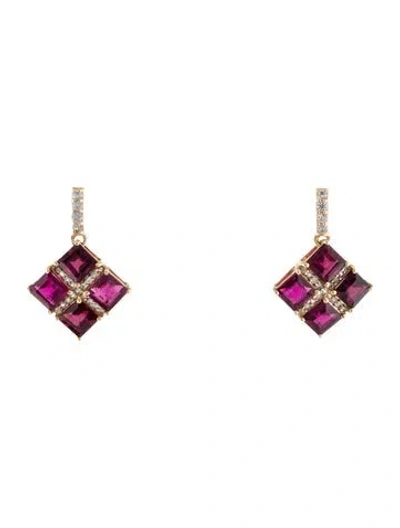 Pre-owned Earrings 14k 2.24ctw Tourmaline & Sapphire Drop  In Multi