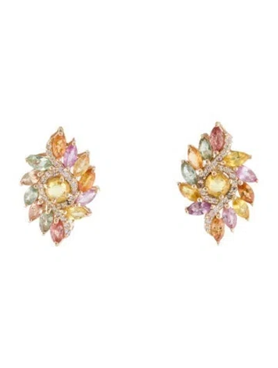 Pre-owned Earrings 14k 2.25ctw Sapphire Stud  In Multi
