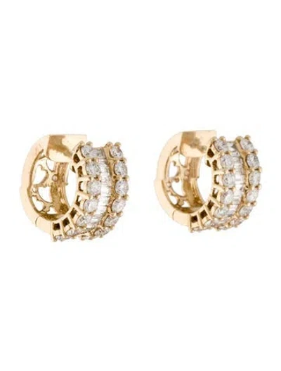 Pre-owned Earrings 14k 2.27ctw Diamond Huggie  In Multi