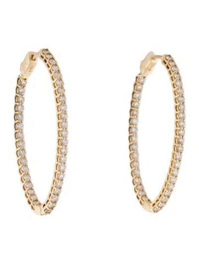 Pre-owned Earrings 14k 2.28ctw Diamond Hoop  In Multi