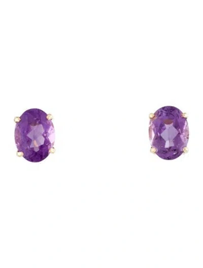 Pre-owned Earrings 14k 2.30ctw Amethyst Stud  In Multi