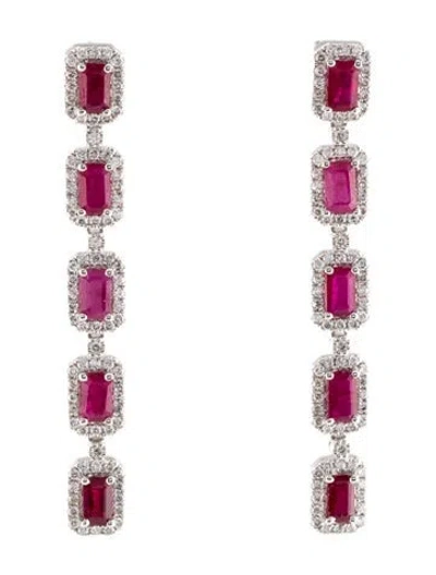 Pre-owned Earrings 14k 2.30ctw Ruby & Diamond Drop  In Multi