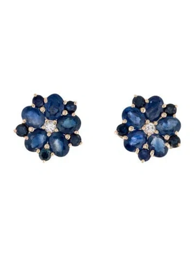 Pre-owned Earrings 14k 2.30ctw Sapphire Stud  In Multi