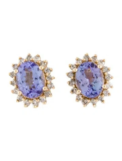 Pre-owned Earrings 14k 2.30ctw Tanzanite & Diamond Stud  In Multi