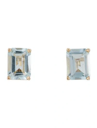 Pre-owned Earrings 14k 2.32ctw Aquamarine Stud  In Multi