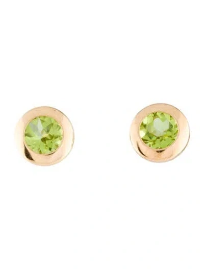 Pre-owned Earrings 14k 2.35ctw Peridot Stud  In Multi