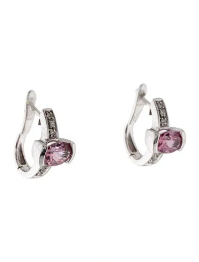 Pre-owned Earrings 14k 2.35ctw Spinel & Diamond Huggie  In Multi