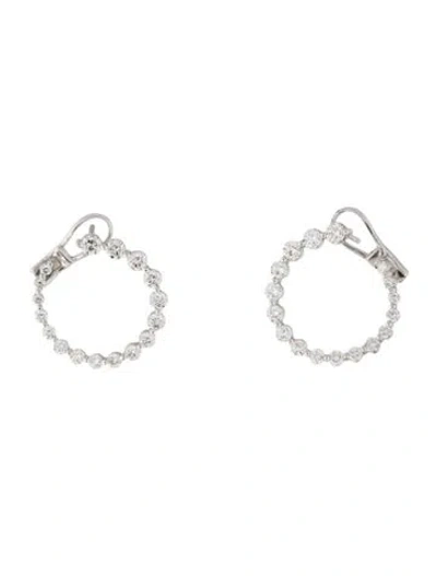 Pre-owned Earrings 14k 2.40ctw Diamond Circular Front Facing Hoop  In Multi