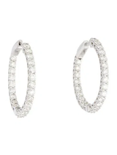 Pre-owned Earrings 14k 2.50ctw Diamond Inside-out Hoop  In Multi