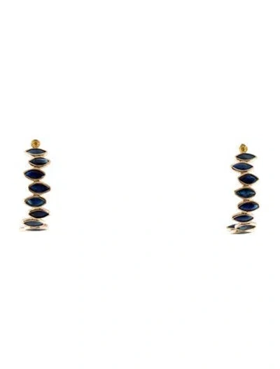 Pre-owned Earrings 14k 2.51ctw Sapphire Hoop  In Multi
