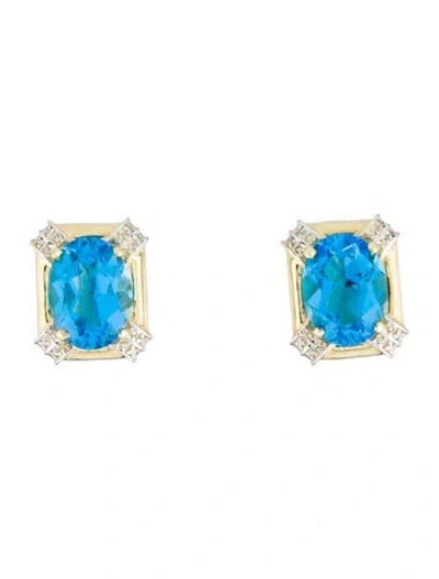 Pre-owned Earrings 14k 25.21ctw Topaz & Diamond Earclip  In Multi