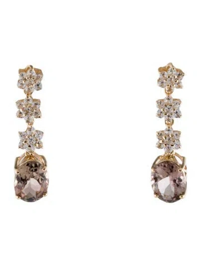 Pre-owned Earrings 14k 2.52ctw Tourmaline & Sapphire Drop  In Multi