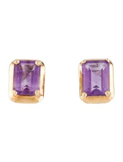Pre-owned Earrings 14k 2.53ctw Amethyst Stud  In Multi