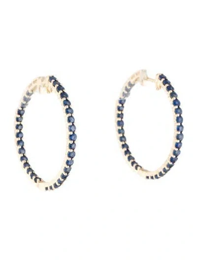 Pre-owned Earrings 14k 2.55ctw Sapphire Hoop  In Multi