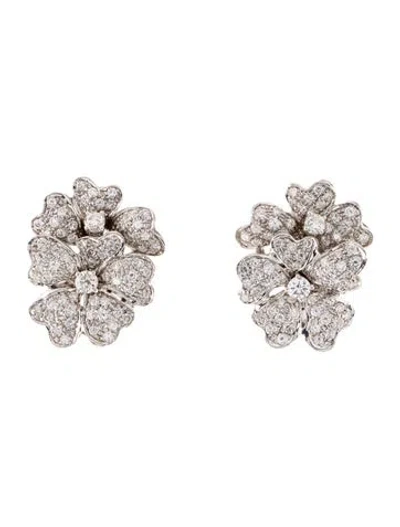 Pre-owned Earrings 14k 2.58ctw Diamond Flower Earclips In Multi