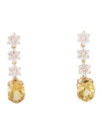 Pre-owned Earrings 14k 2.62ctw Tourmaline & Sapphire Drop  In Multi