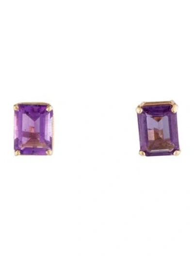 Pre-owned Earrings 14k 2.66ctw Amethyst Stud  In Multi