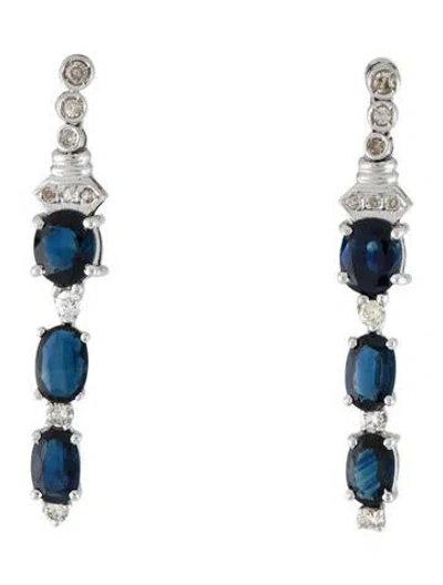 Pre-owned Earrings 14k 2.67ctw Sapphire & Diamond Drop  In Multi