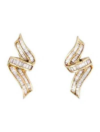Pre-owned Earrings 14k 2.68ctw Diamond Ribbon Earclips In Multi