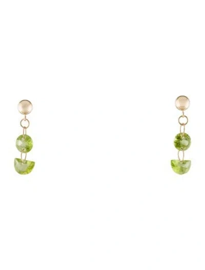Pre-owned Earrings 14k 2.68ctw Peridot Drop  In Multi