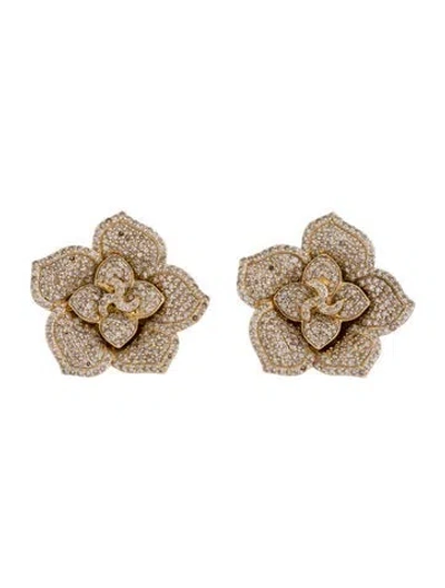 Pre-owned Earrings 14k 2.69ctw Diamond Floral  In Multi