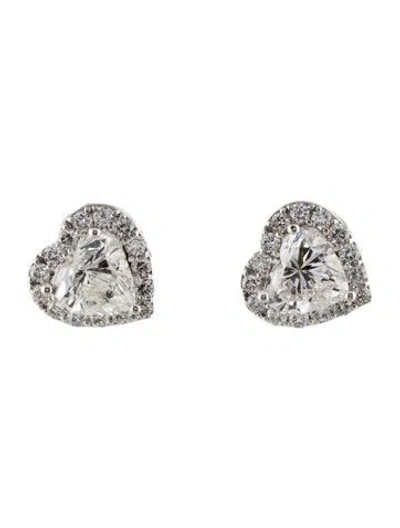 Pre-owned Earrings 14k 2.69ctw Lab-grown Diamond Heart Stud  In Multi