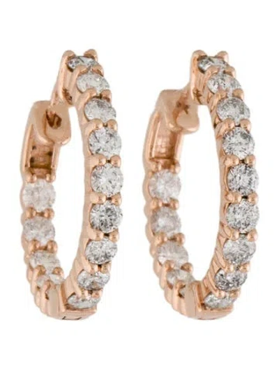 Pre-owned Earrings 14k 2.80ct Diamond Hoop  In Multi
