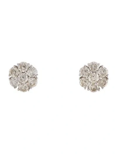 Pre-owned Earrings 14k 2.80ctw Diamond Cluster  In Multi