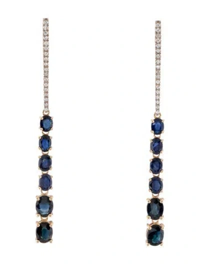 Pre-owned Earrings 14k 2.94ctw Sapphire & Diamond Drop  In Multi
