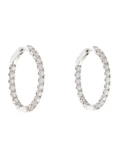 Pre-owned Earrings 14k 2.96ctw Diamond Inside-out Hoop  In Multi