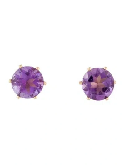 Pre-owned Earrings 14k 3.00ctw Amethyst Stud  In Multi