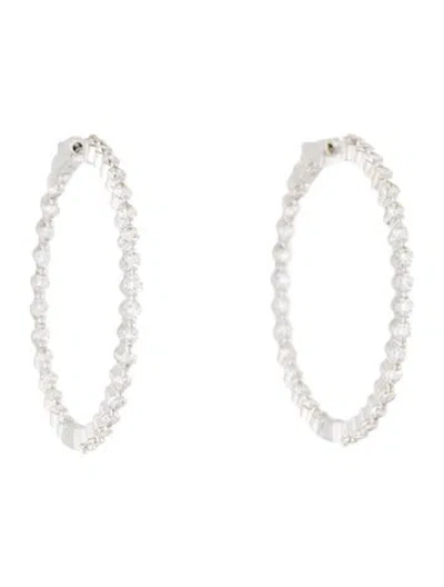 Pre-owned Earrings 14k 3.00ctw Diamond Inside Out Hoop  In Multi