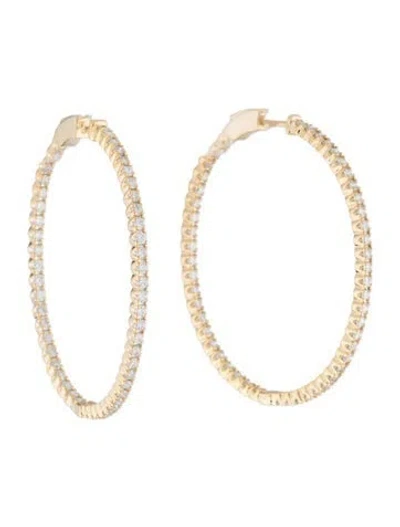 Pre-owned Earrings 14k 3.00ctw Diamond Inside Out Oval Hoop  In Multi