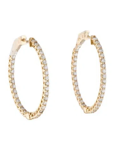Pre-owned Earrings 14k 3.00ctw Diamond Inside-out Hoop  In Multi