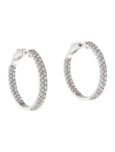 Pre-owned Earrings 14k 3.00ctw Diamond Inside-out Hoop  In Multi