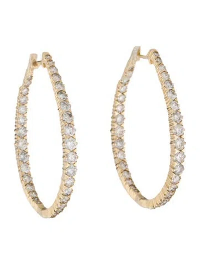 Pre-owned Earrings 14k 3.00ctw Diamond Inside-out Hoop  In Multi