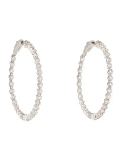 Pre-owned Earrings 14k 3.00ctw Diamond Inside-out Hoop  In Multi