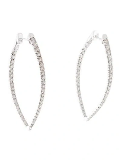 Pre-owned Earrings 14k 3.00ctw Diamond Inside-out Pointed Hoops In Multi