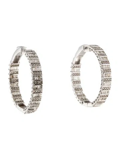 Pre-owned Earrings 14k 3.00ctw Diamond Inside-outside Hoop  In Multi