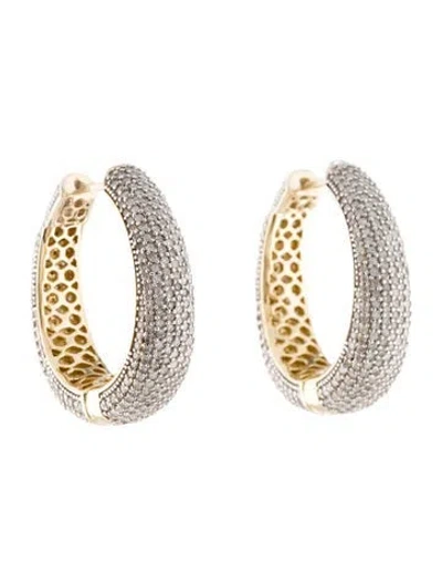 Pre-owned Earrings 14k 3.00ctw Diamond Pavé Reversible Hoop  In Multi